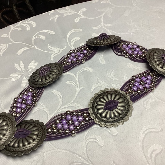 PURPLE. CONCHO BELT. FRINGED 30 in plus 17β fringed πππππππ - Picture 8 of 9